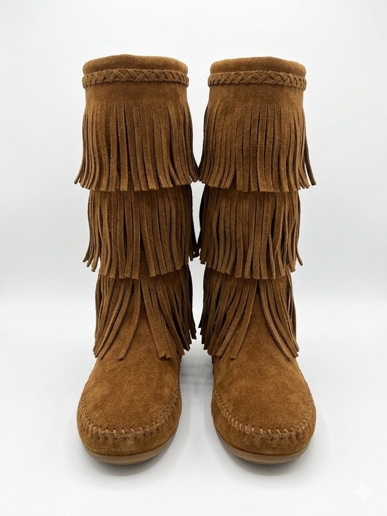 Minnetonka Shoes - Fringe Suede Mid-Calf Boots - Brown